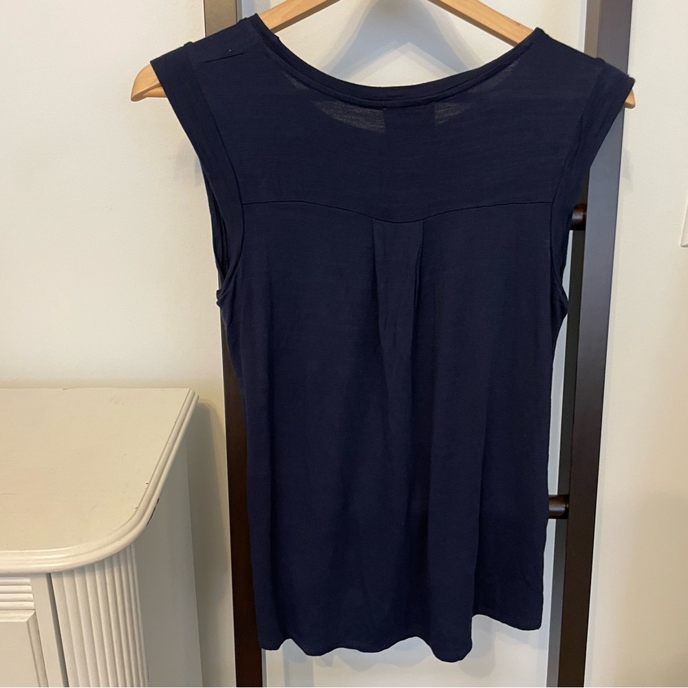 Anthropologie navy tank with gold threaded palm trees. Size S. W5 brand. - Picture 2 of 5